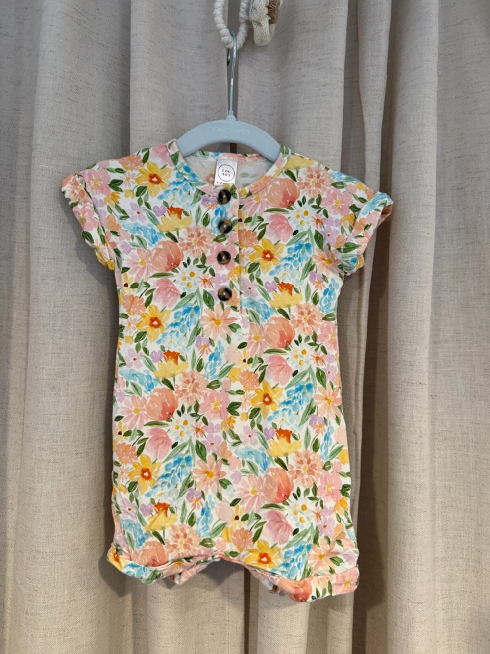 Lou Lou & Company 6-12M Floral Button-Front Baby Romper